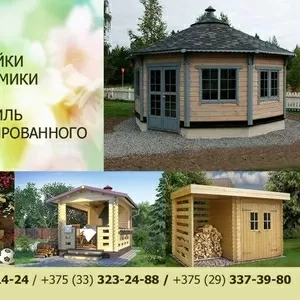 Беседки,  детские домики,  хоз. постройки из мини бруса.