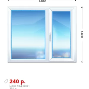 Двухстворчатое окно 1300х1400 KBE Эксперт76 недорого