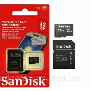 Карта памяти SanDisk microSDHC 32 gb (class 10) (с адаптером)