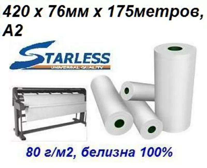 Рулон для плоттеров STARLESS 420ммх76х175 Standart,  А2 2