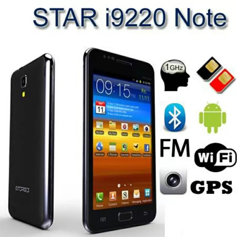 i9220 Galaxy Note Android 4.0.3,  3G,  Wi-Fi,  GPS,  MTK 6575,  2сим(sim),  