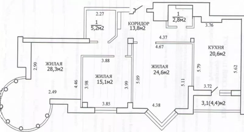 Продается просторная 3-комн.новостройка в центре  2