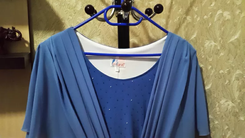Платье большого размера сине-голубое 2