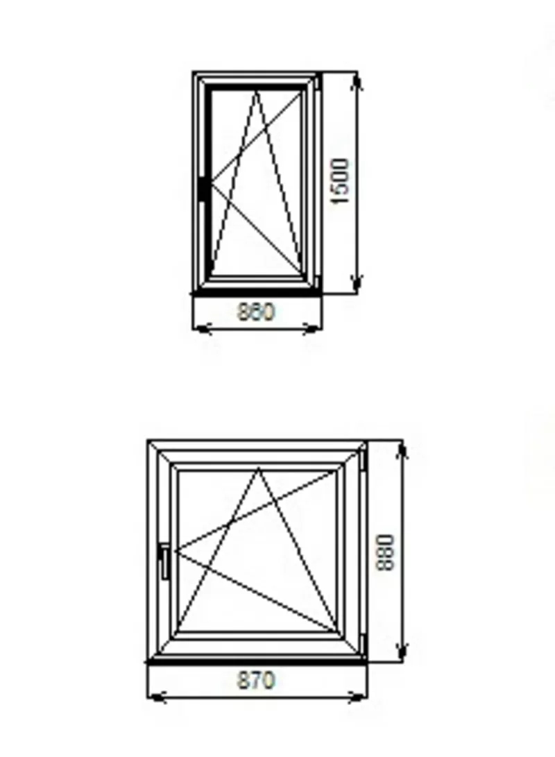 2 окна ПВХ с 2-камерным стеклопакетом. Новые. 860х1500 и 870х880.