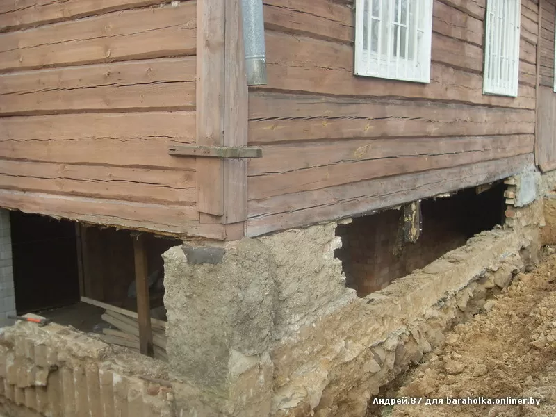 поднять дом ;  ремонт деревянного дома 4
