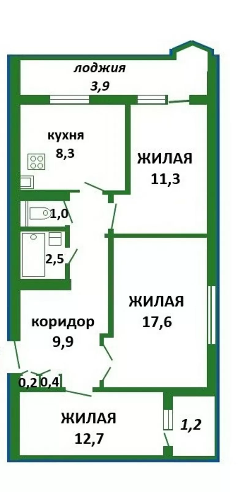 3 комнатная квартира в кирпичном доме по ул. Новгородской 12