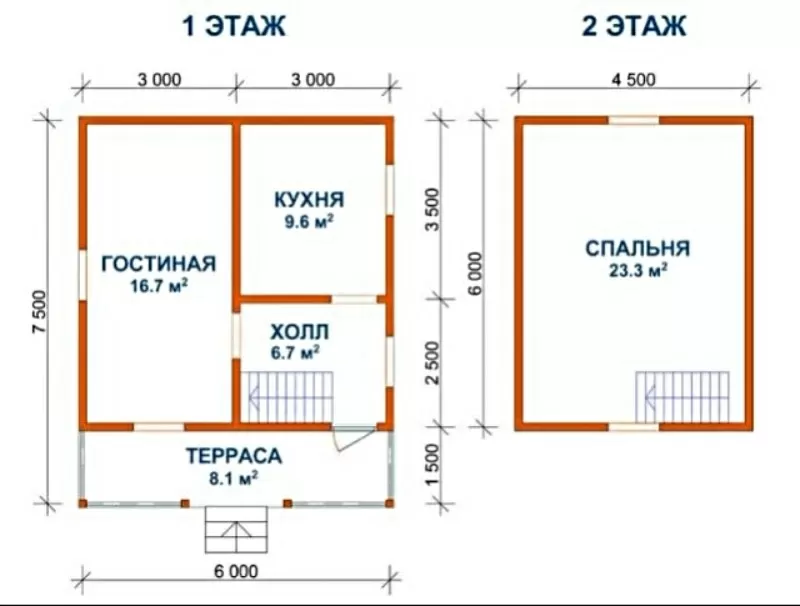 Дачный дешевый Дом сруб 6х7, 5 м из бруса с установкой 2