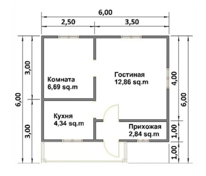 Дом сруб 6х6 Макс из профилированного бруса 2