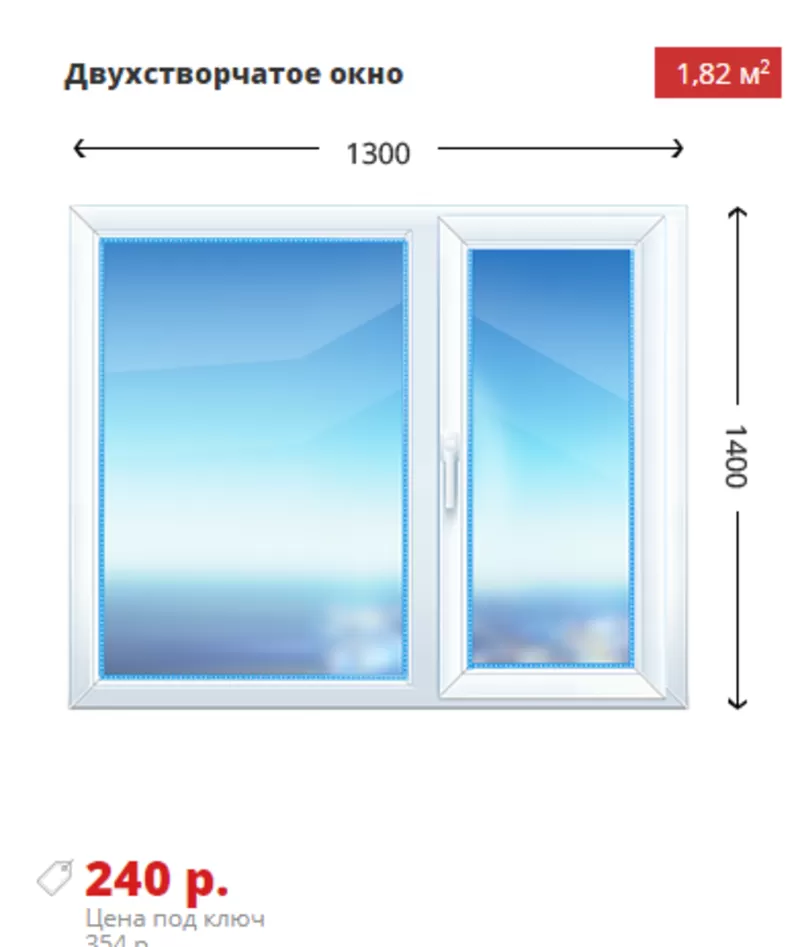 Двухстворчатое окно 1300х1400 KBE Эксперт76 недорого