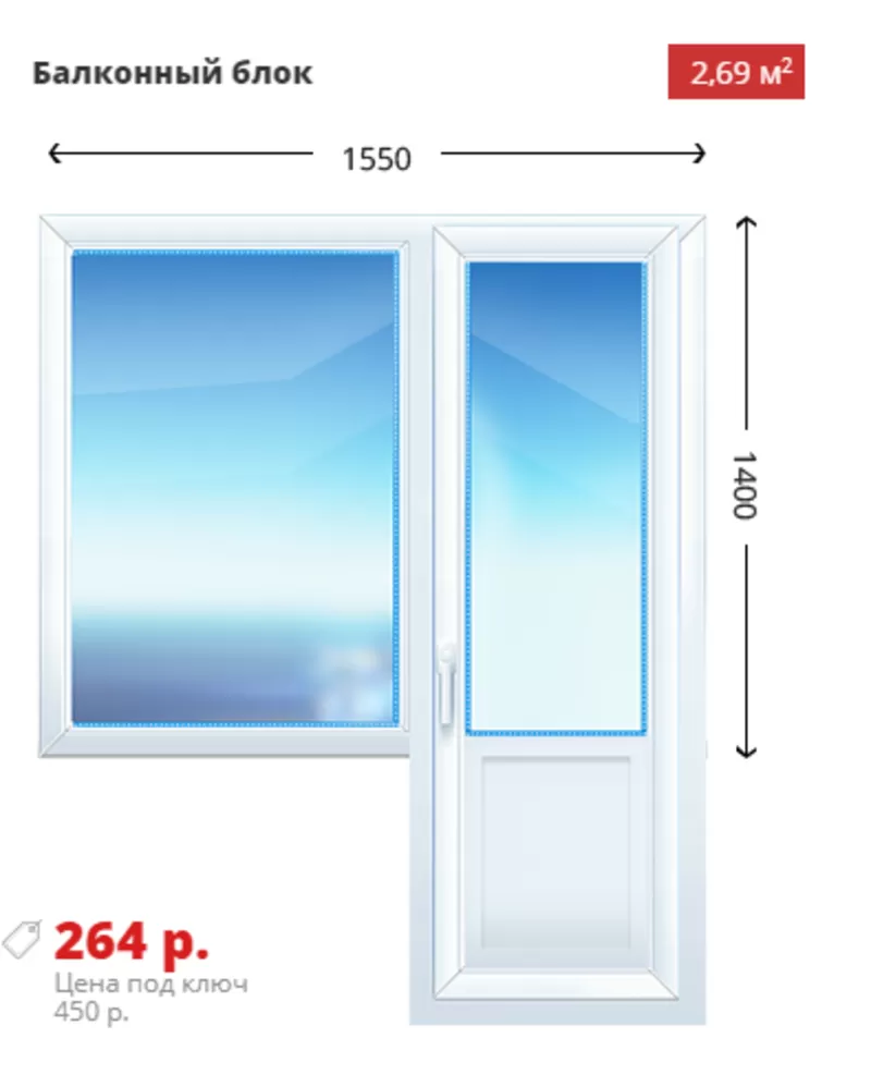 Трехстворчатое окно KBE Эксперт 1750х1400 дешево 2