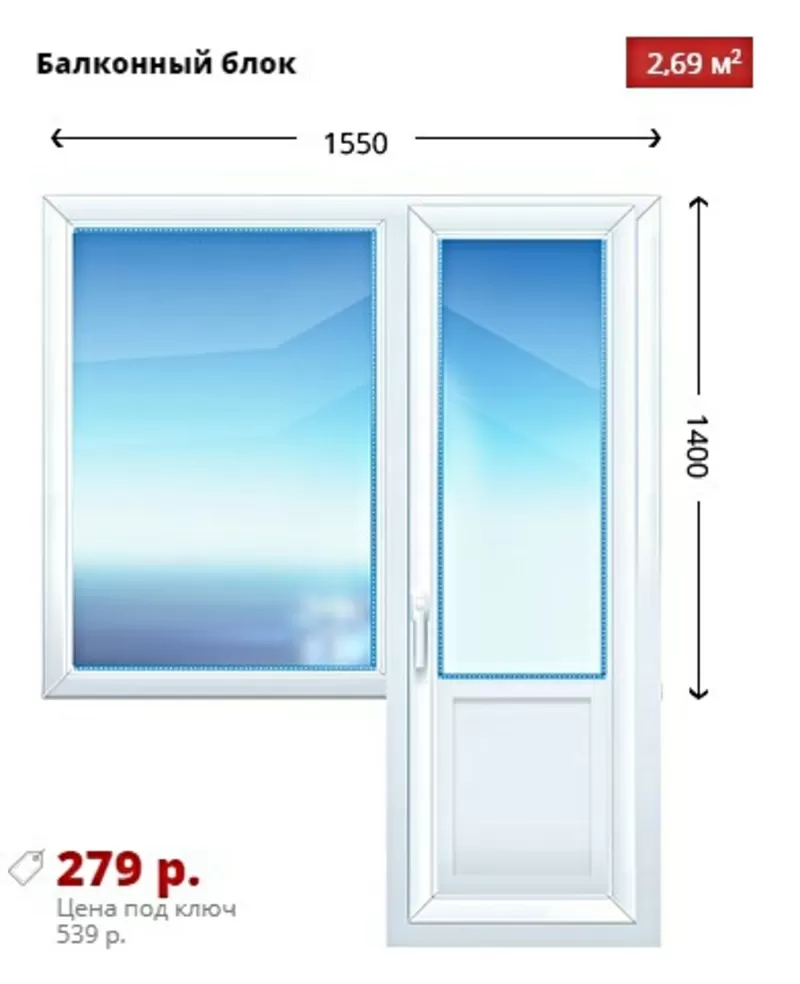 Трехстворчатое окно Kbe Эксперт 1750х1400 дешево. 2