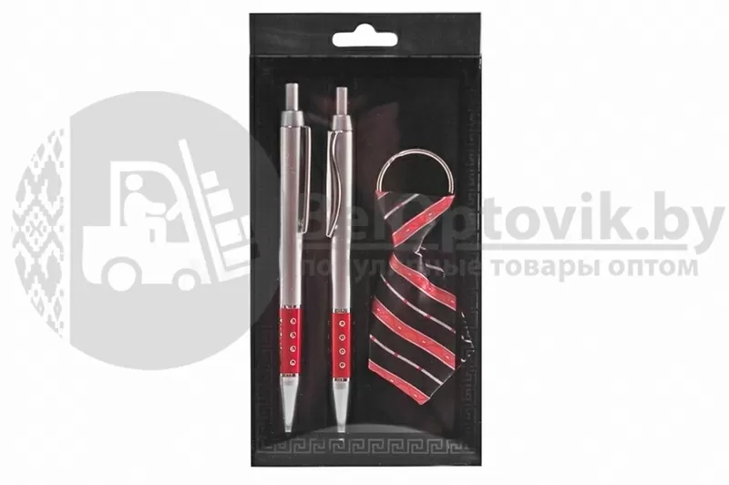 Подарочный набор: 2 ручки,  брелок-галстук 3