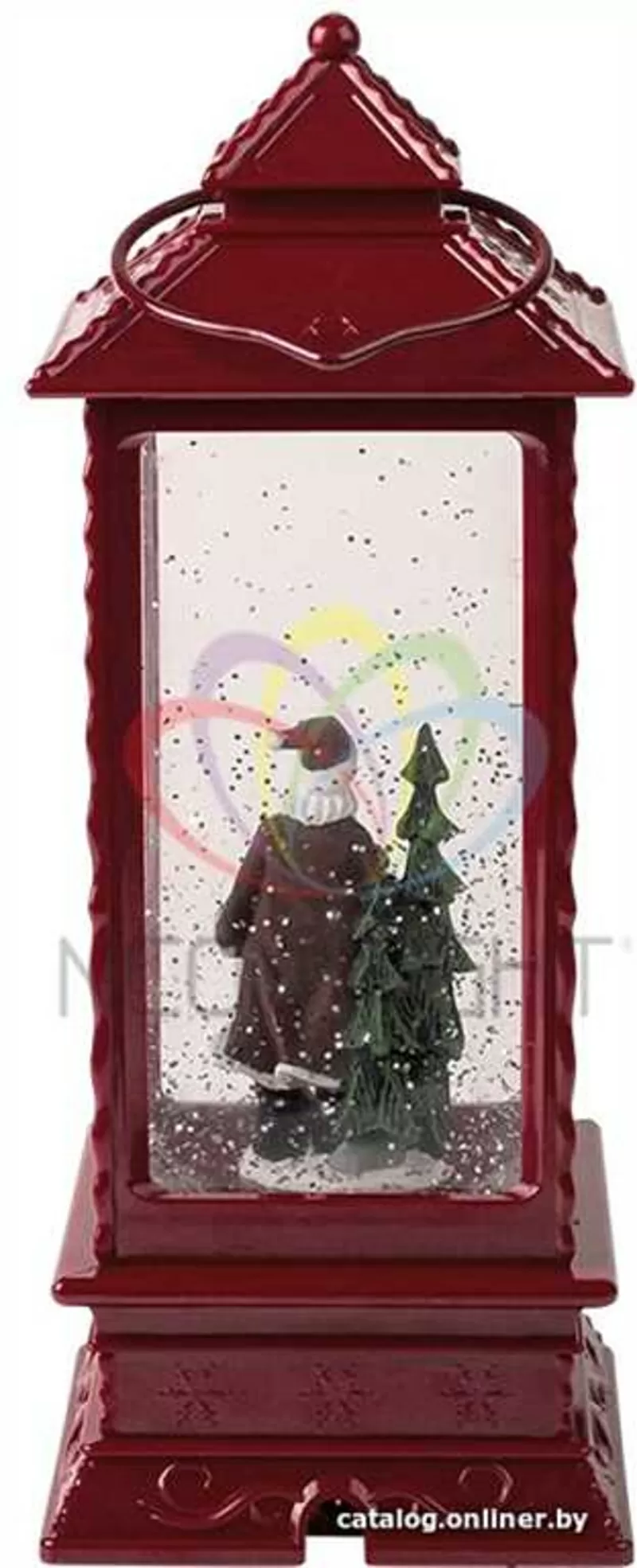 Декоративный вращающийся фонарь с Санта Клаусом,  Теплый белый 5