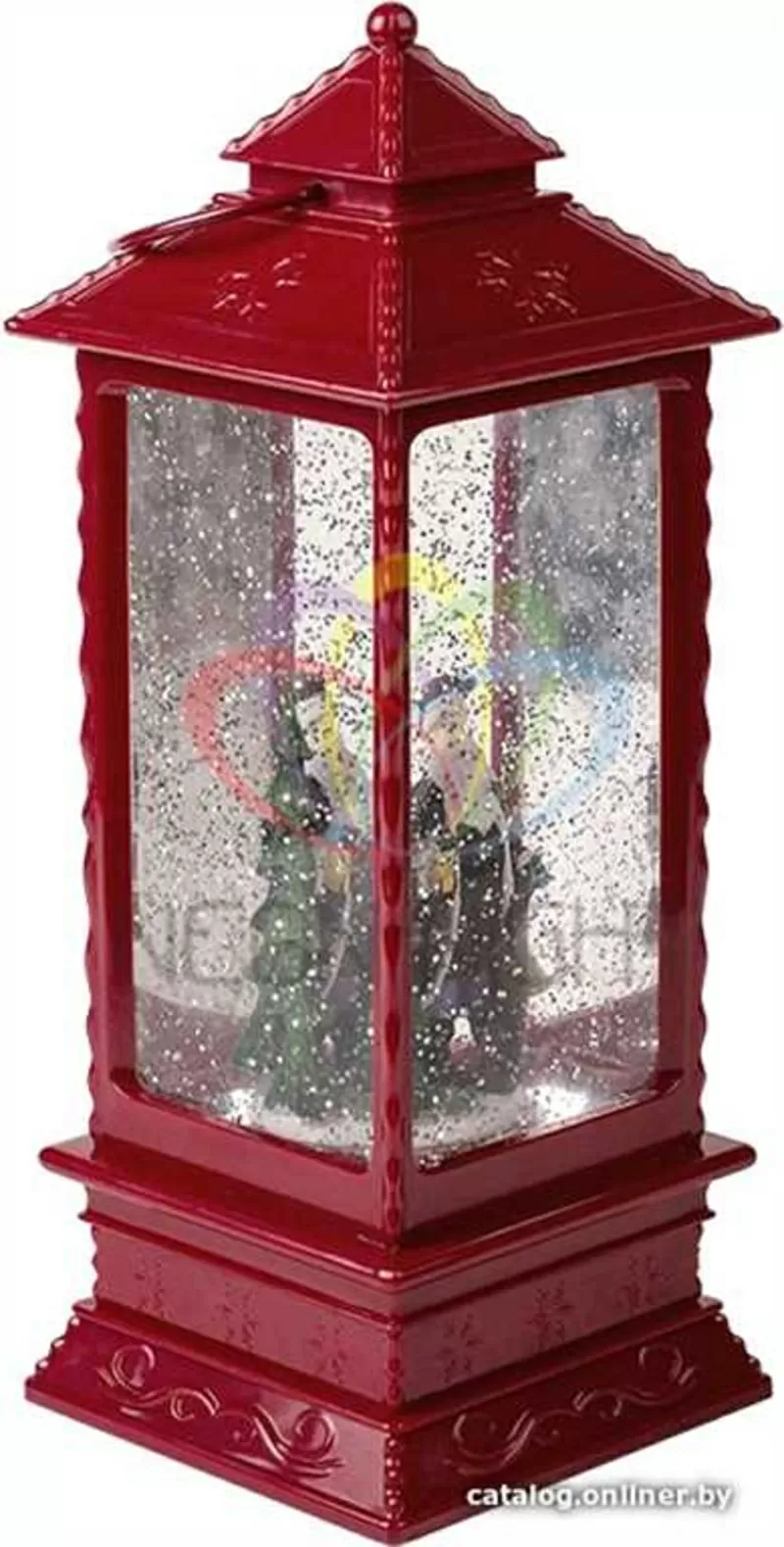 Декоративный вращающийся фонарь с Санта Клаусом,  Теплый белый 2