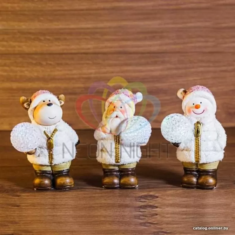 Керамическая фигурка Дед Мороз,  Снеговик и Олененок 10-9-13 см 2