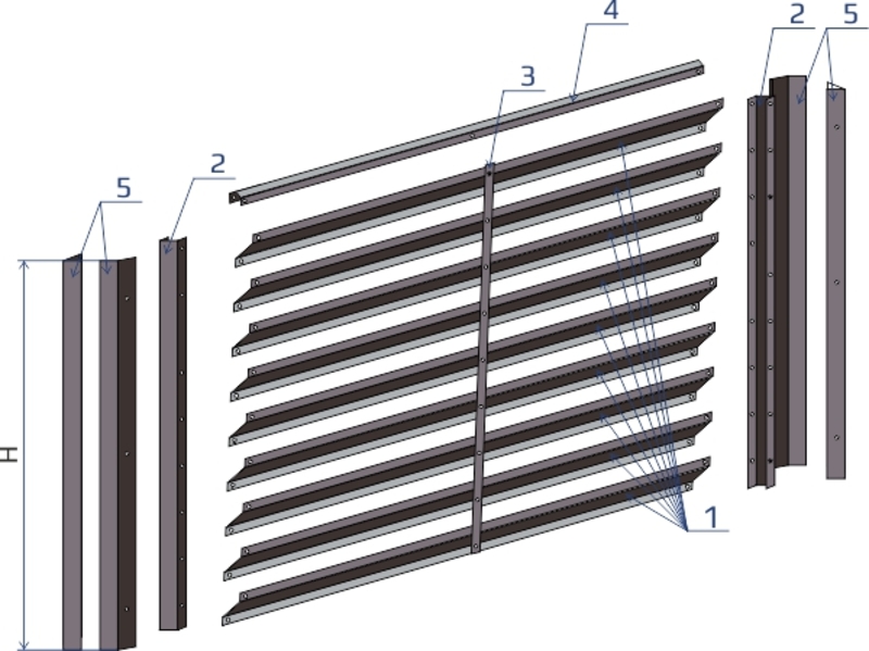 Схема сборки забора жалюзи