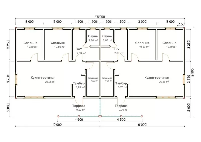 Строительство каркасного дома Суррей 7, 5х18м под ключ 3