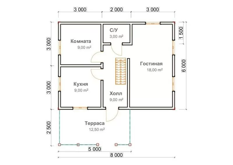 Каркасный Дом под ключ 6х8 по проекту Суоми 2