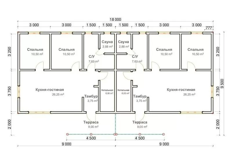 Дом Каркасный под ключ проект Суррей 7, 5х18м 2