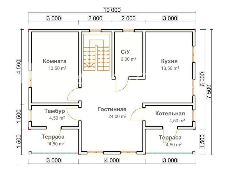 Каркасный дом под ключ 10х7, 5 по проекту Виктория 7