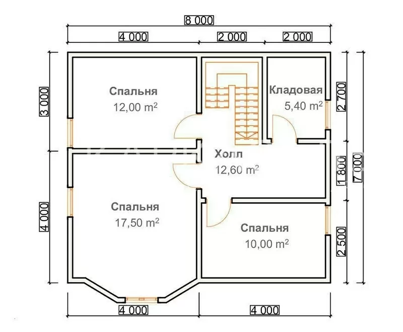 Дом Каркасный 7х8м под ключ по проекту Нильсия-2 6