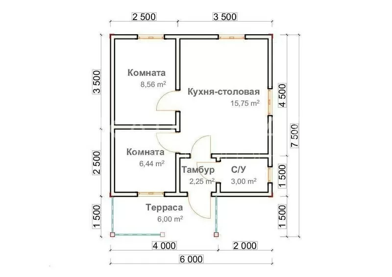 Каркасный Дом 7.5х6м по проекту Карьяла под ключ 2