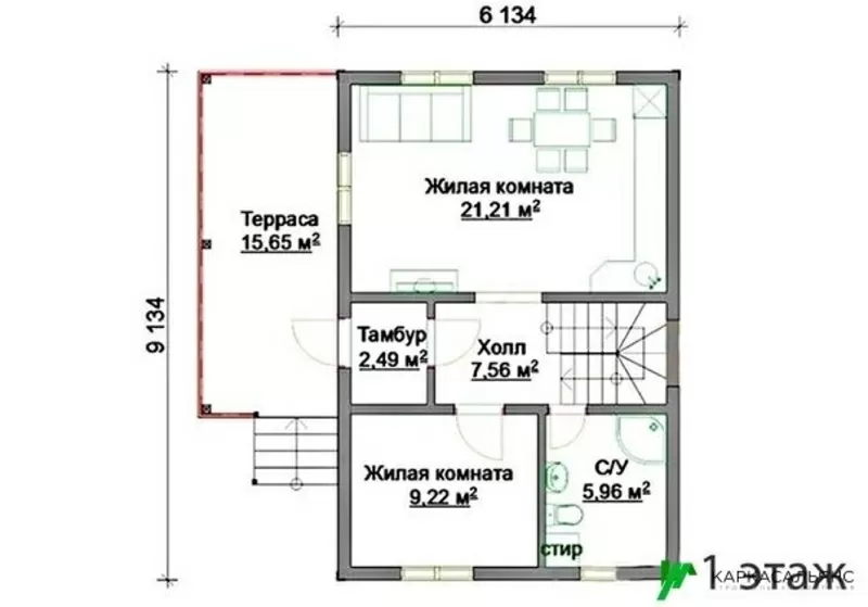 Каркасный Дом под ключ 9х6 проект Онтарио 4