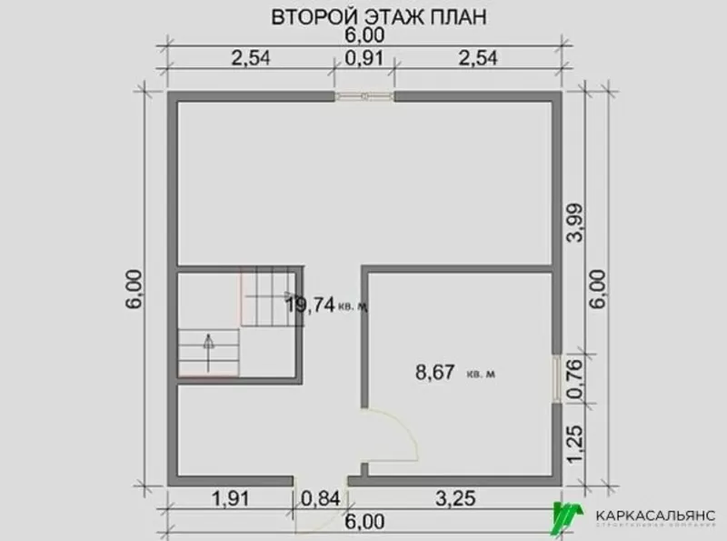 Каркасный Дом под ключ 6х6 проект Винипег 5