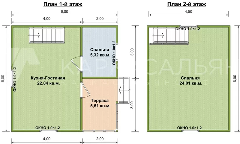 Дом 6х6 м из бруса по проекту Йохо 4