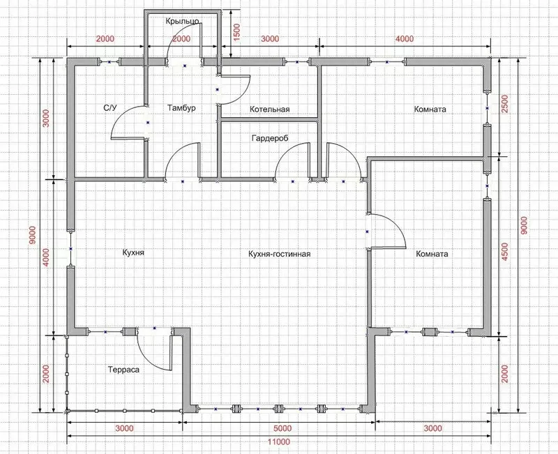 Каркасный Дом ключ 9х11 по проекту Алаярви-2 2