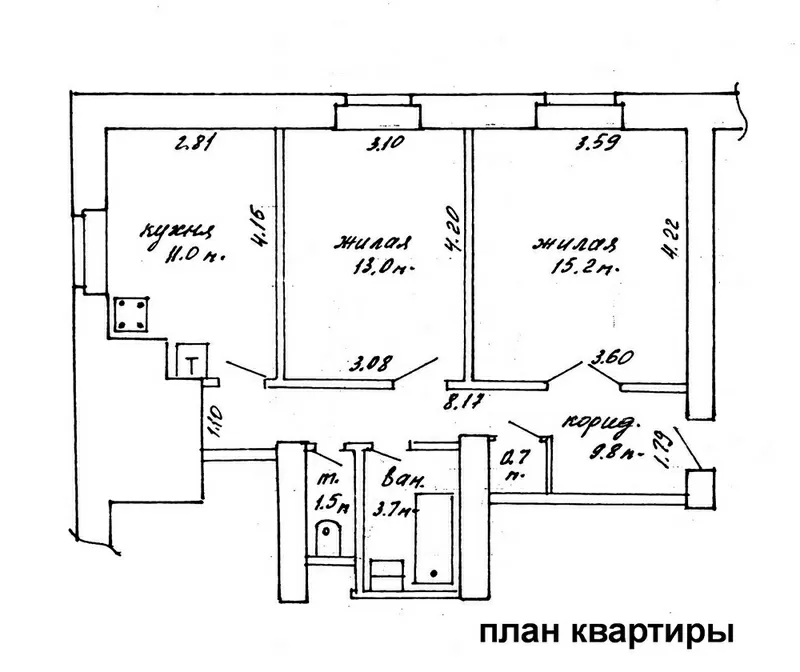 2-комнатная сталинка в центре на 2-м этаже 10
